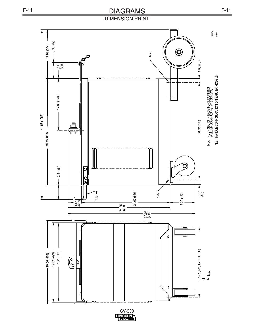 Lincoln Electric CV-300 manual F-11, Dimension Print 