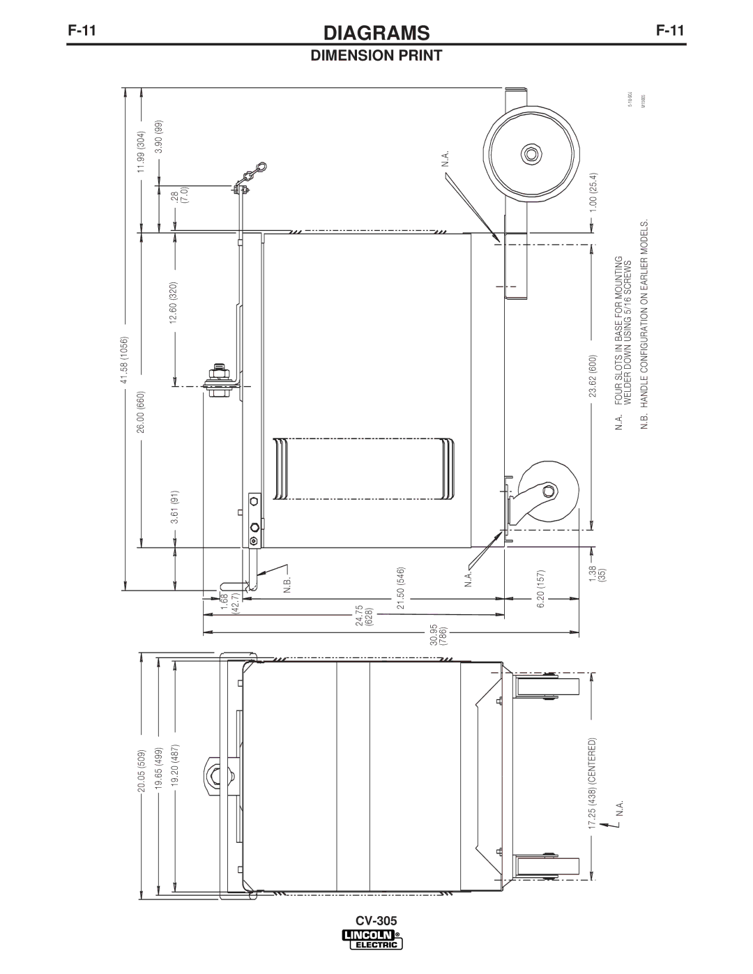 Lincoln Electric CV-305 manual Dimension Print 