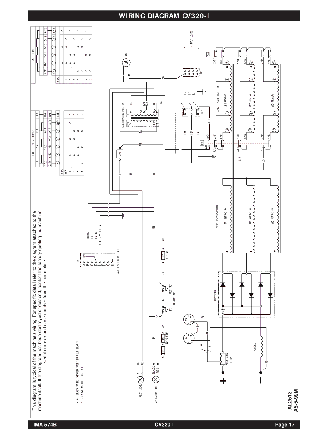 Lincoln Electric operating instructions Wiring Diagram CV320-I 