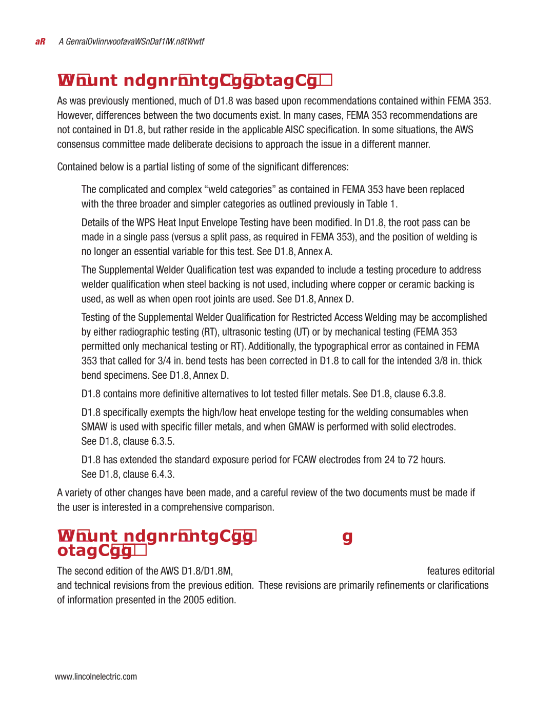 Lincoln Electric Differences between Fema 353 and AWS D1.8, Differences between AWS D1.8/D1.8M2005 and AWS D1.8/D1.8M 