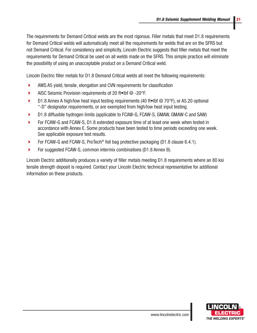 Lincoln Electric manual D1.8 Seismic Supplement Welding Manual 