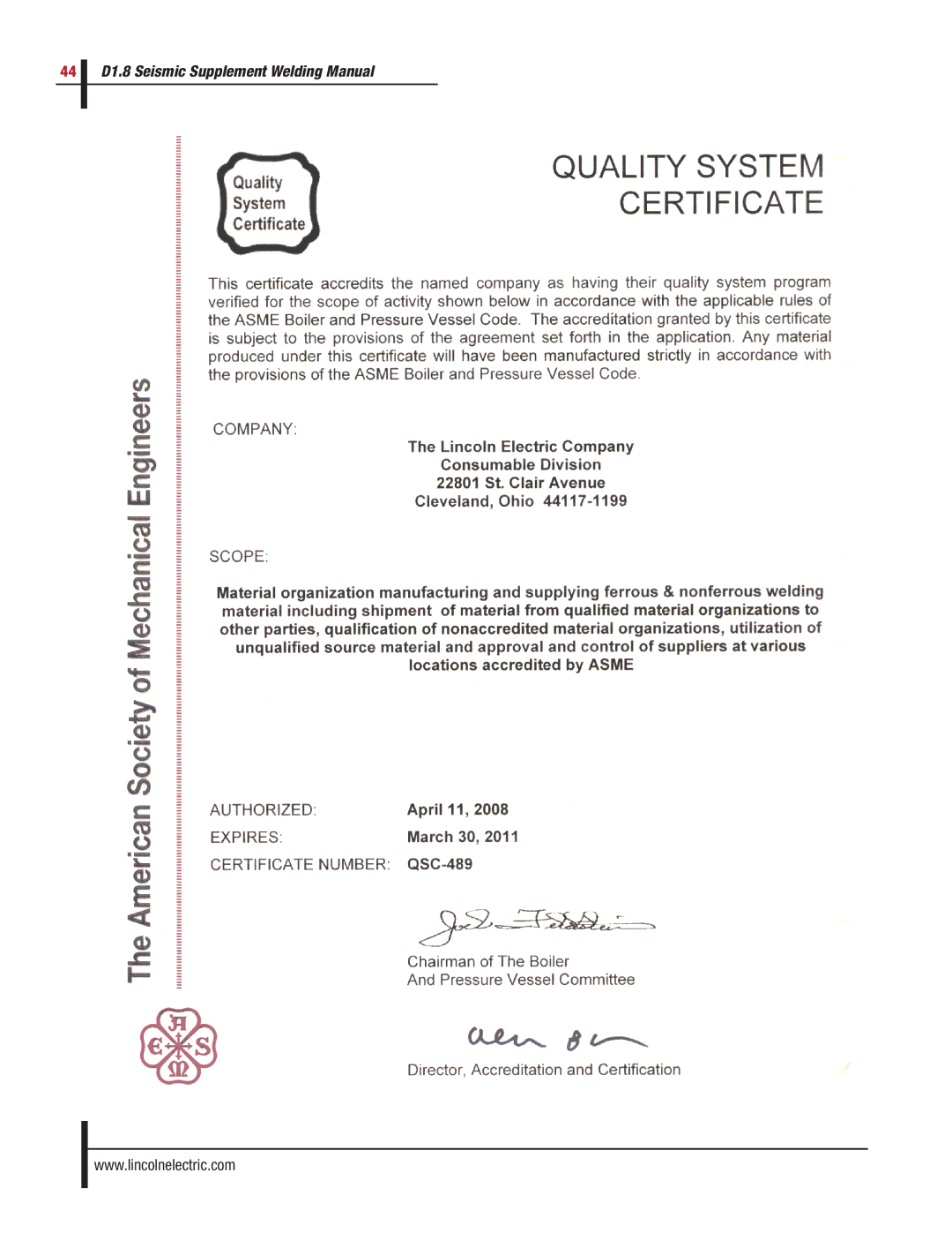 Lincoln Electric manual D1.8 Seismic Supplement Welding Manual 