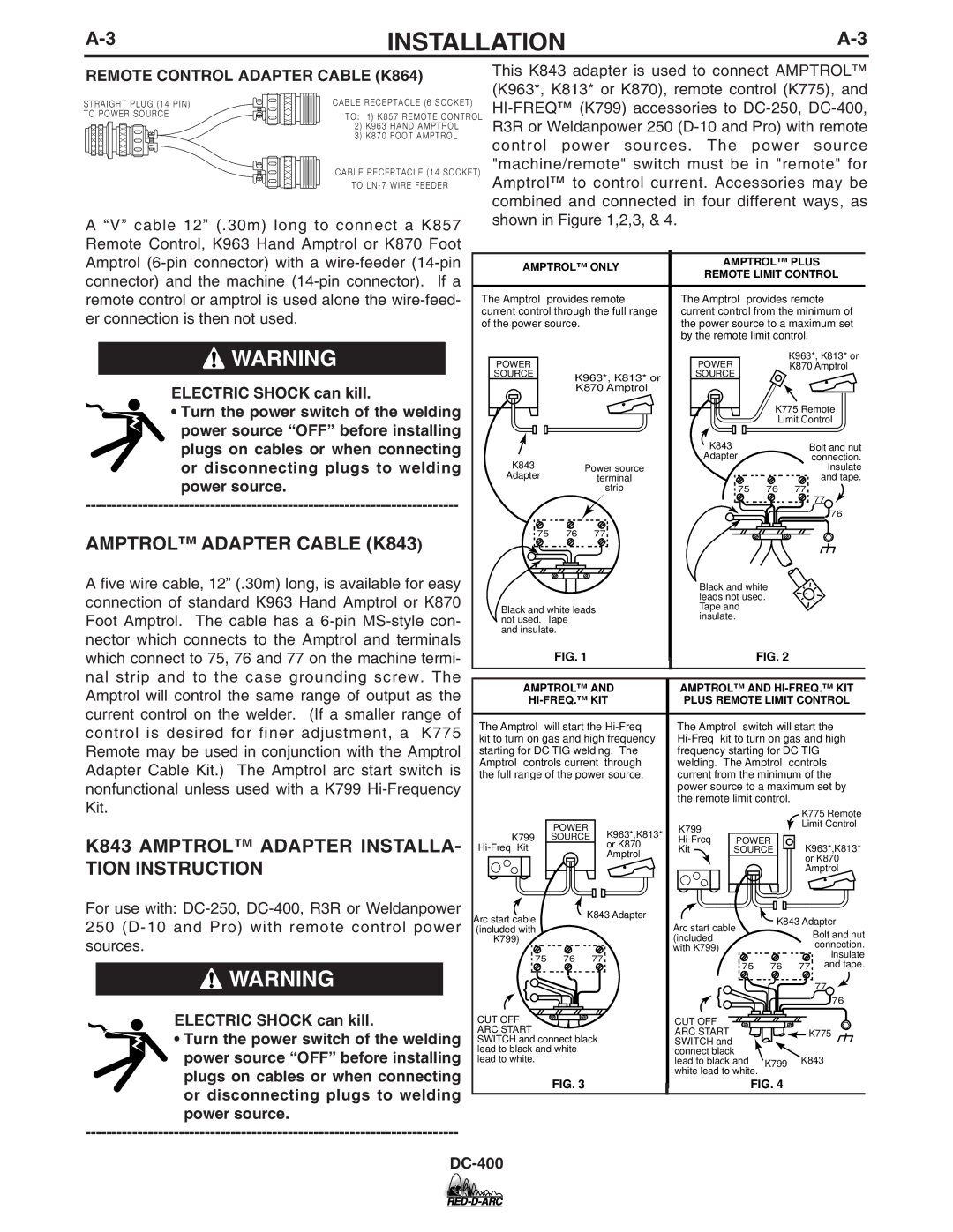 Lincoln Electric DC-400 specifications Remote Control Adapter Cable K864 