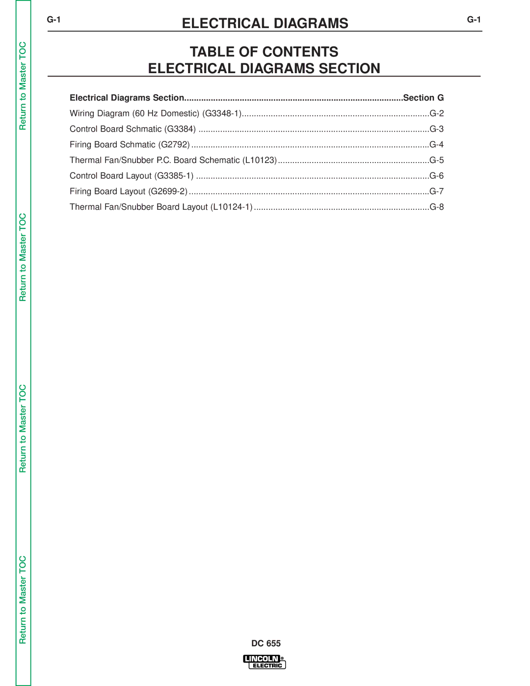 Lincoln Electric DC-655 service manual Section G 