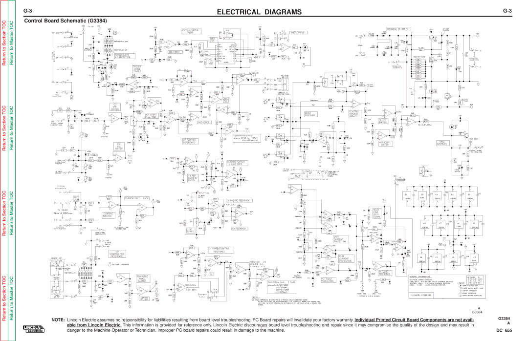 Lincoln Electric DC-655 service manual Control Board Schematic G3384 