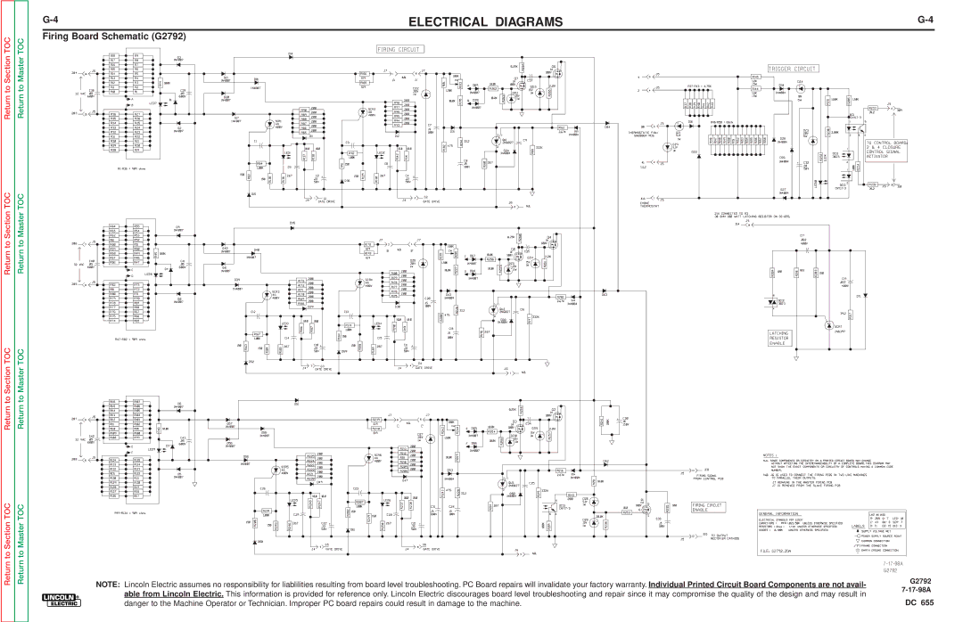 Lincoln Electric DC-655 service manual Firing Board Schematic G2792 