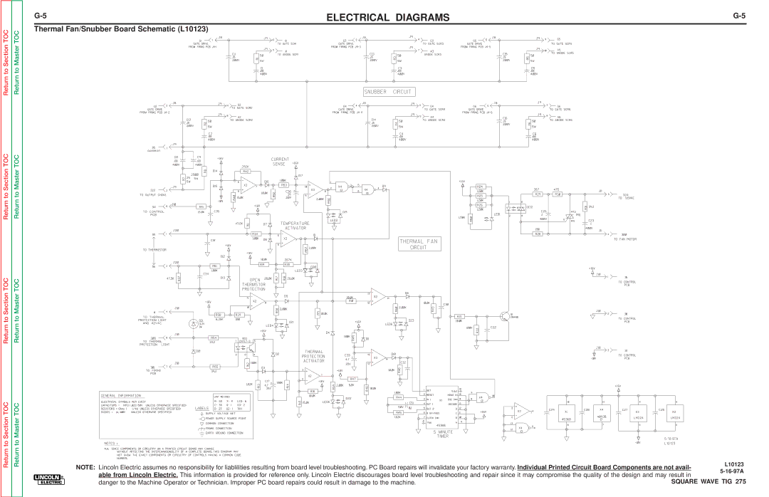 Lincoln Electric DC-655 service manual Thermal Fan/Snubber Board Schematic L10123 