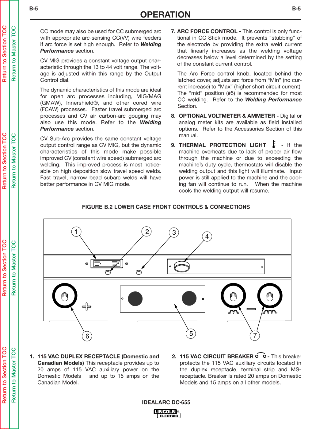 Lincoln Electric DC-655 service manual Figure B.2 Lower Case Front Controls & Connections 