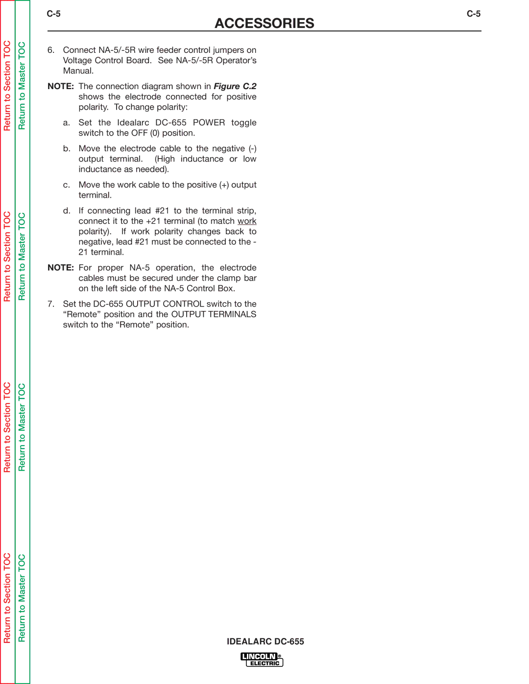 Lincoln Electric DC-655 service manual Accessories 