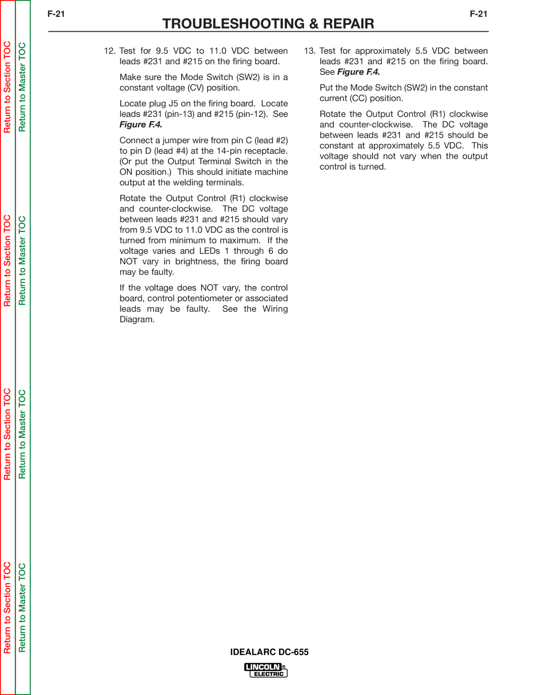 Lincoln Electric DC-655 service manual Figure F.4 