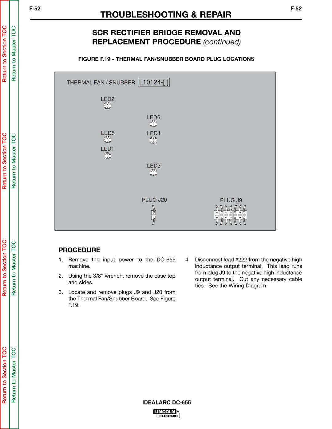 Lincoln Electric DC-655 service manual SCR Rectifier Bridge Removal, Replacement Procedure 