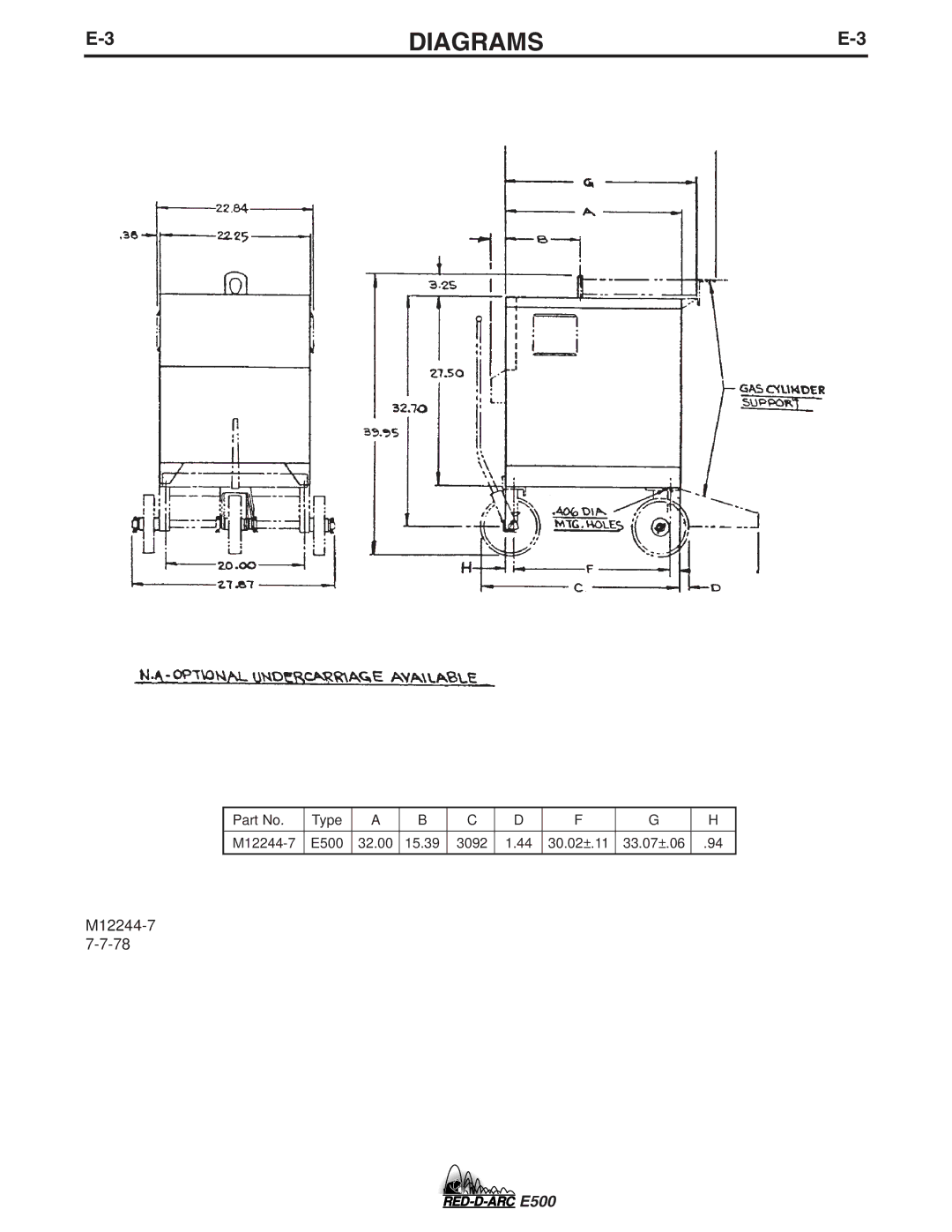 Lincoln Electric E500 specifications Diagrams 