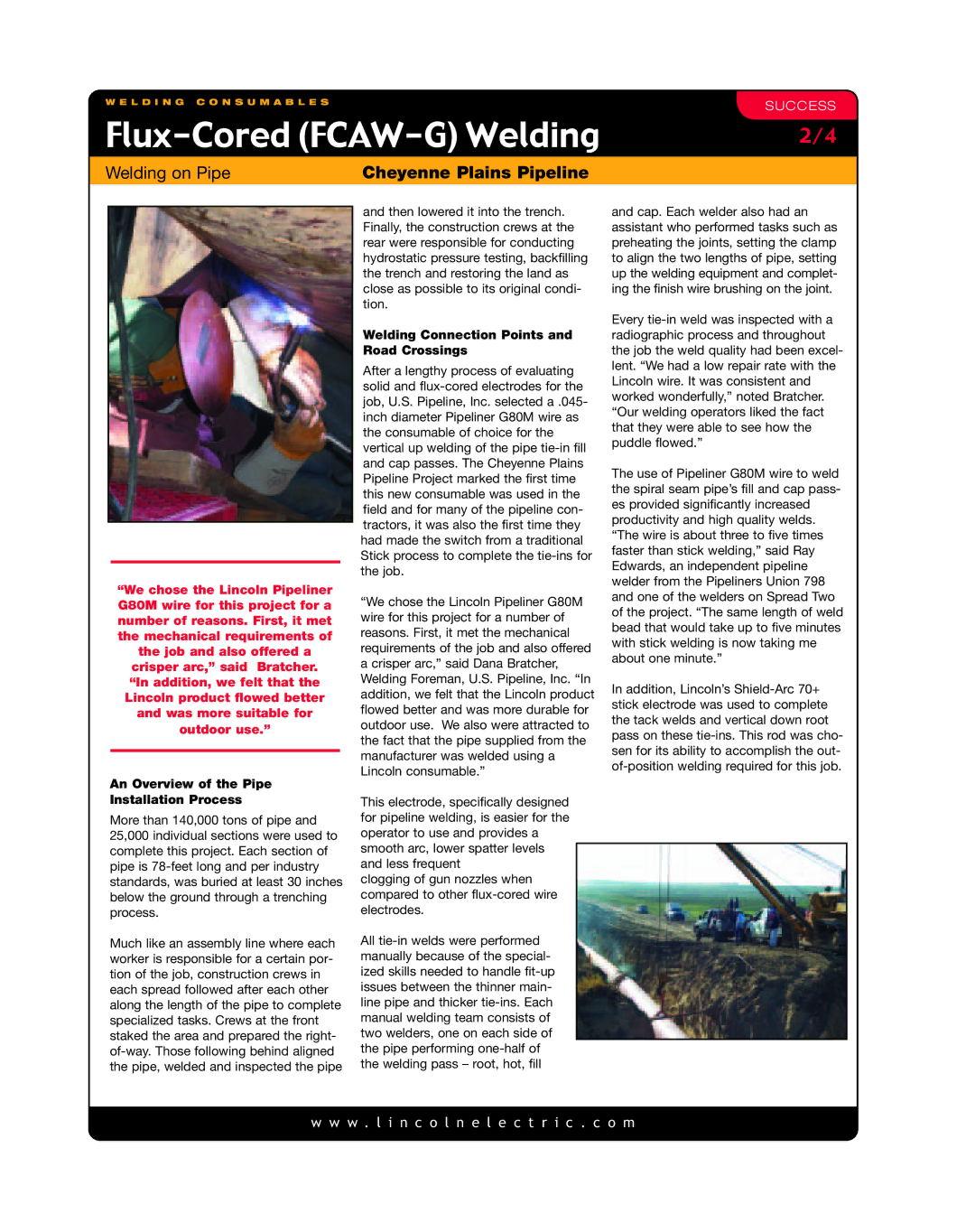 Lincoln Electric FCAW-G manual An Overview of the Pipe Installation Process, Welding Connection Points and Road Crossings 