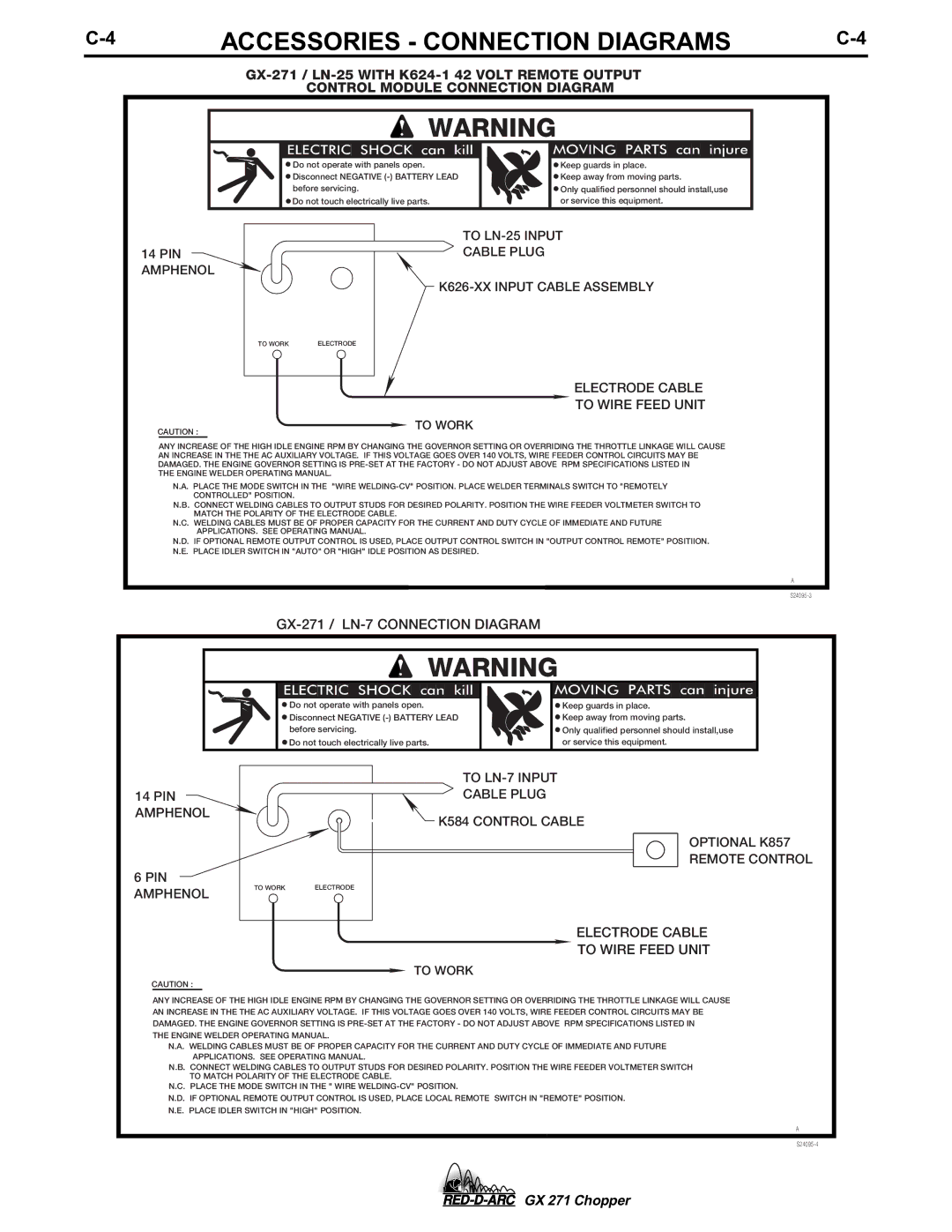 Lincoln Electric GX 271 specifications Accessories Connection Diagrams 