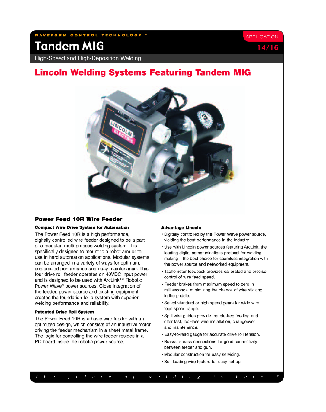 Lincoln Electric High-Speed and High-Deposition Welding manual Lincoln Welding Systems Featuring Tandem MIG 