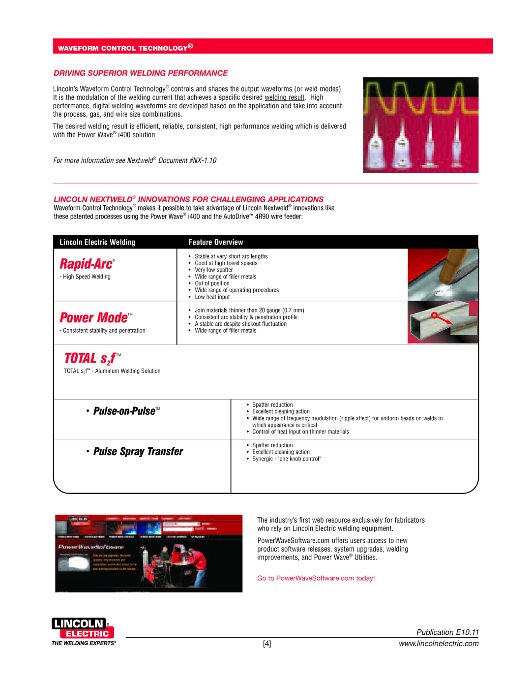 Lincoln Electric i400, 4R90 manual Total s2f TM, Driving Superior Welding Performance 