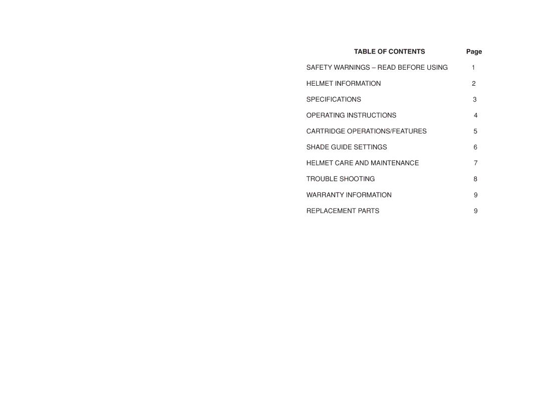 Lincoln Electric IM10001 specifications Table of Contents 