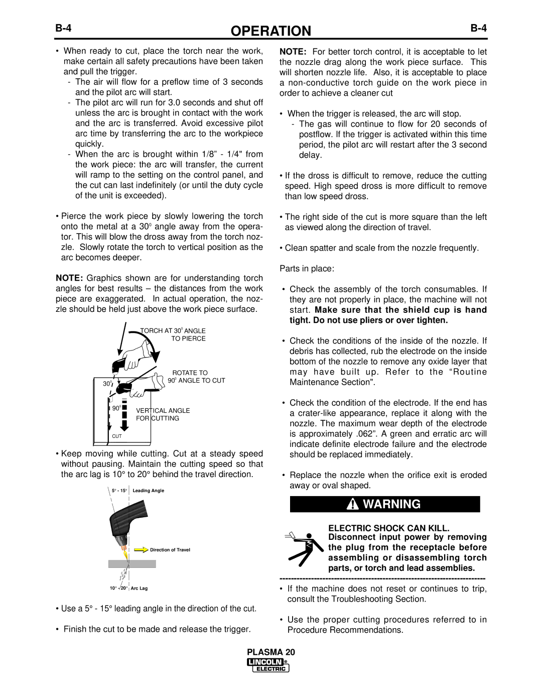 Lincoln Electric IM10006 manual Torch AT 30 0 Angle 