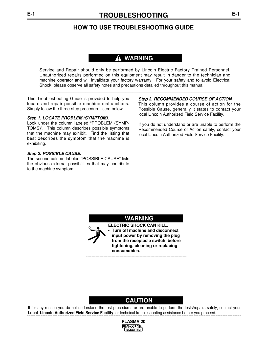 Lincoln Electric IM10006 manual HOW to USE Troubleshooting Guide 