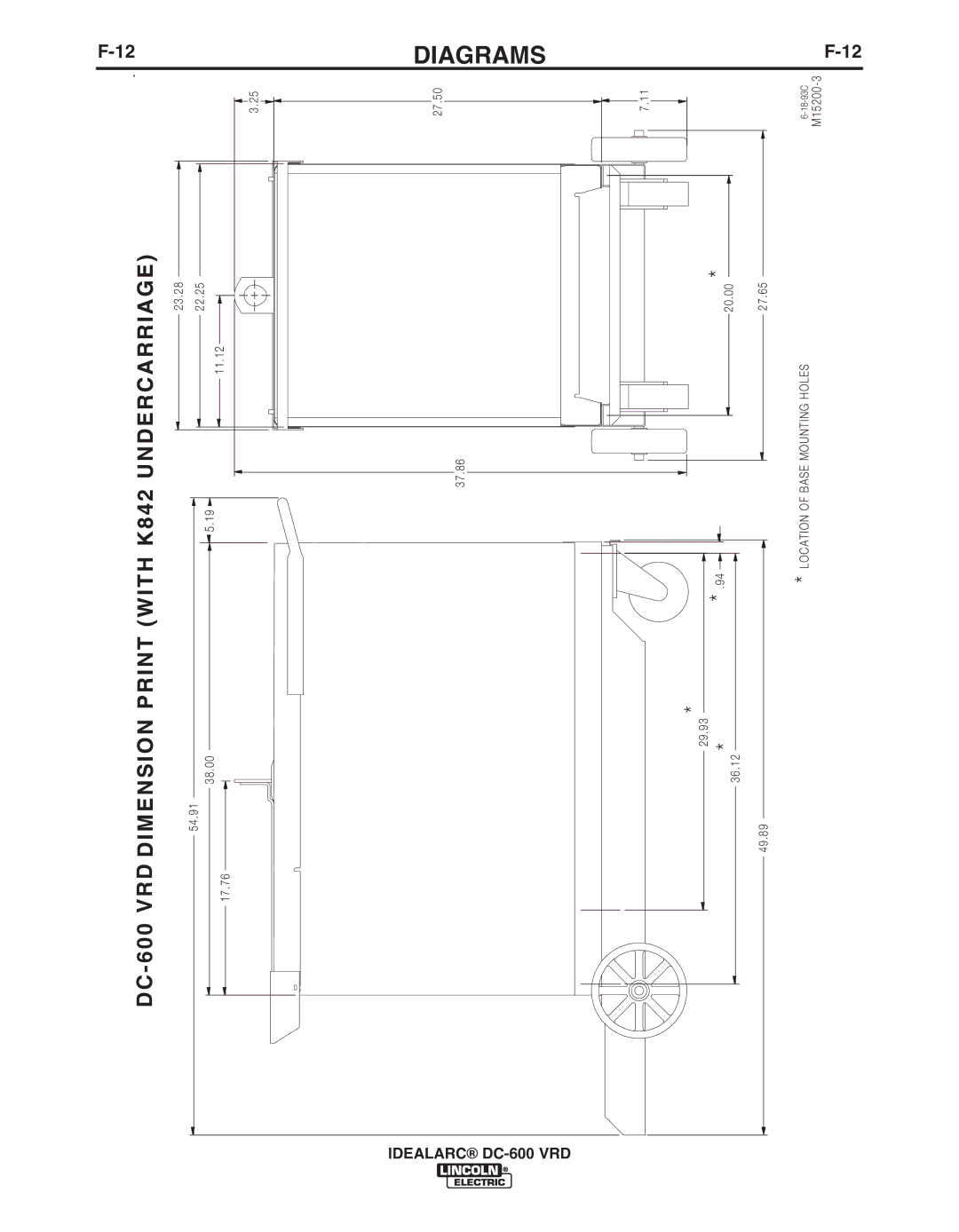 Lincoln Electric IM10018-A manual DC-600 VRD Dimension Print with K842 Undercarriage 