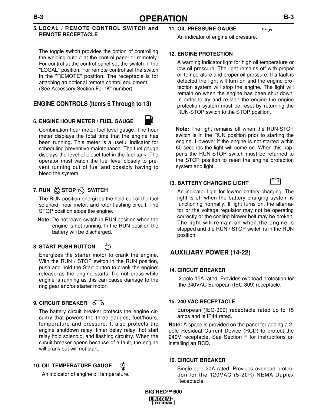 Lincoln Electric IM10019 manual Auxiliary Power 