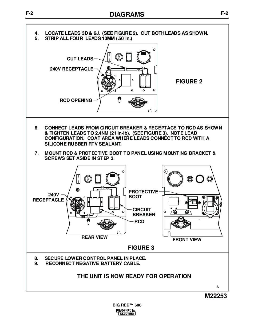 Lincoln Electric IM10019 manual Locate Leads 3D & 6J. see . CUT Both Leads AS Shown, Strip ALL Four Leads 13MM .50 