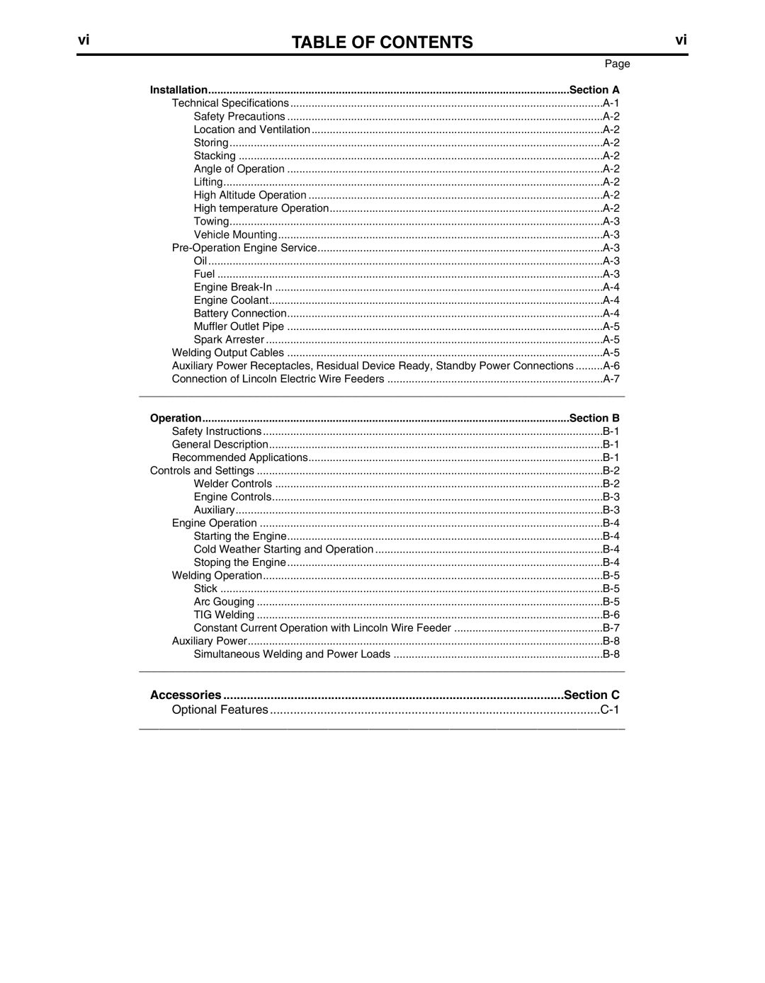 Lincoln Electric IM10019 manual Table of Contents 