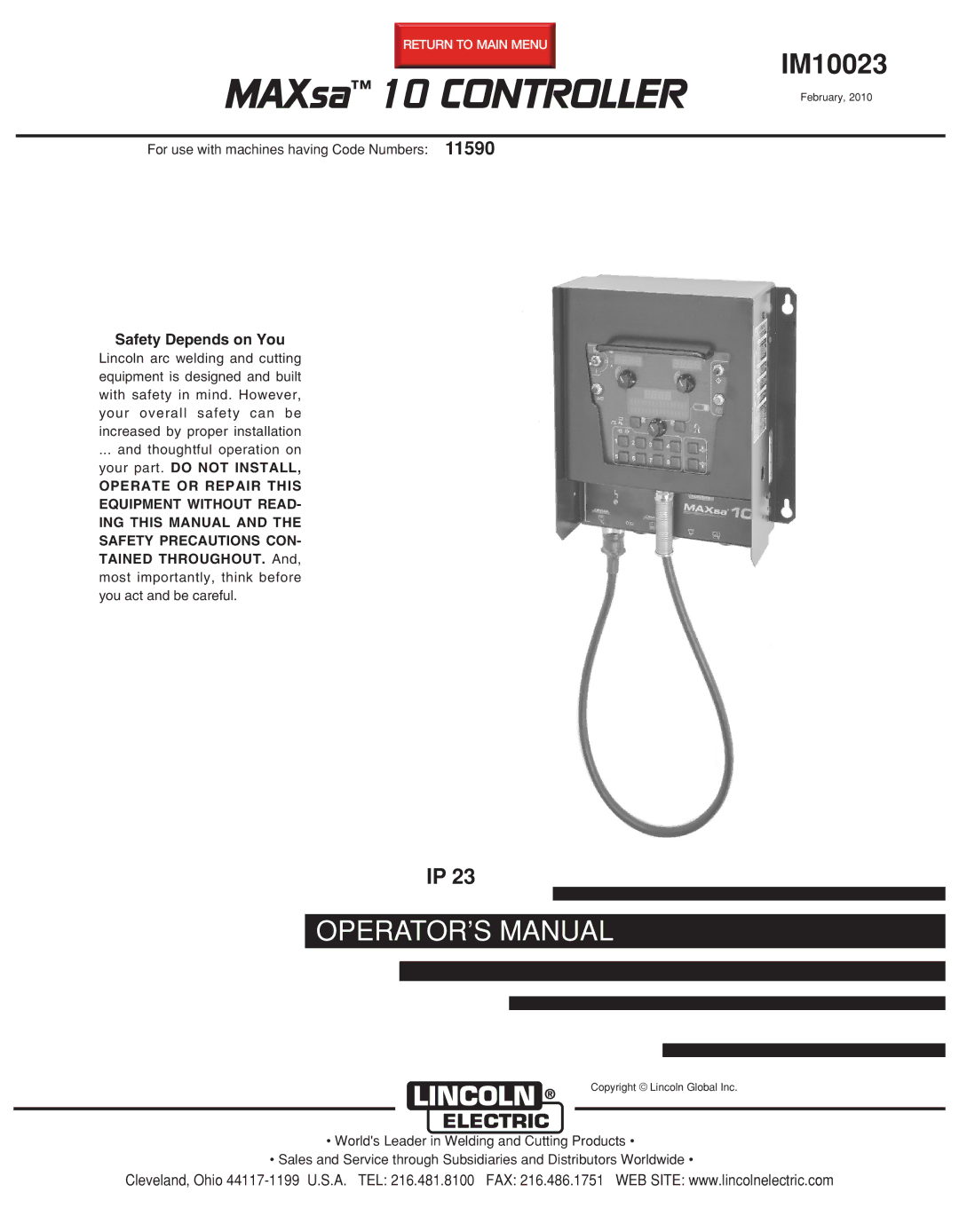 Lincoln Electric IM10023 manual Controller 