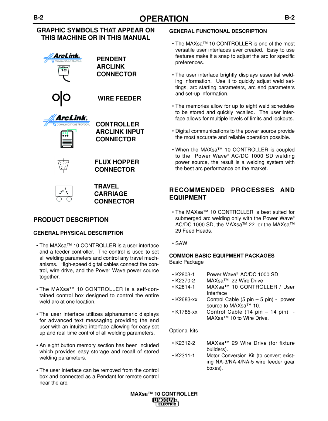 Lincoln Electric IM10023 Recommended Processes and Equipment, General Physical Description, General Functional Description 