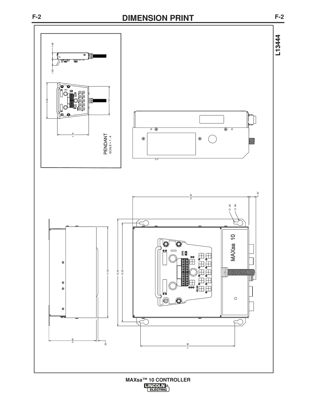 Lincoln Electric IM10023 manual Dimension Print, L13444 