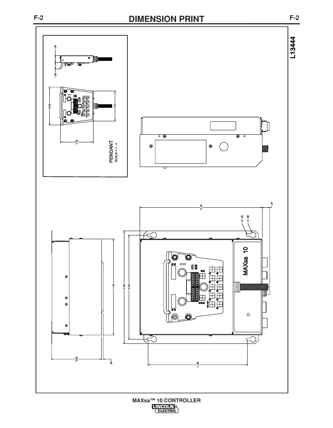 Lincoln Electric IM10023 manual Dimension Print, L13444, 10MAXsaCONTROLLER, SCALE = 1 