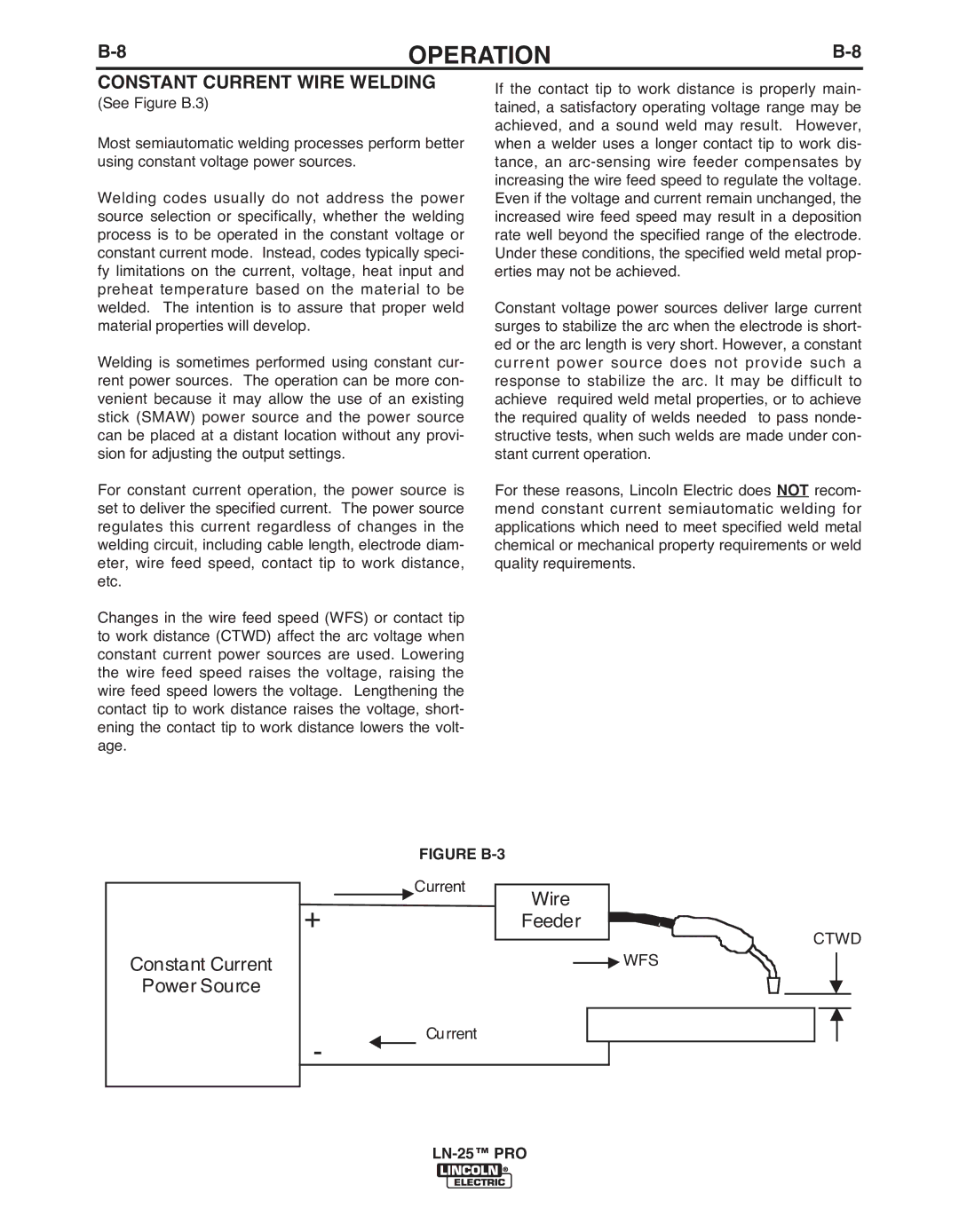 Lincoln Electric IM10031-A manual Constant Current Wire Welding, Figure b-3 