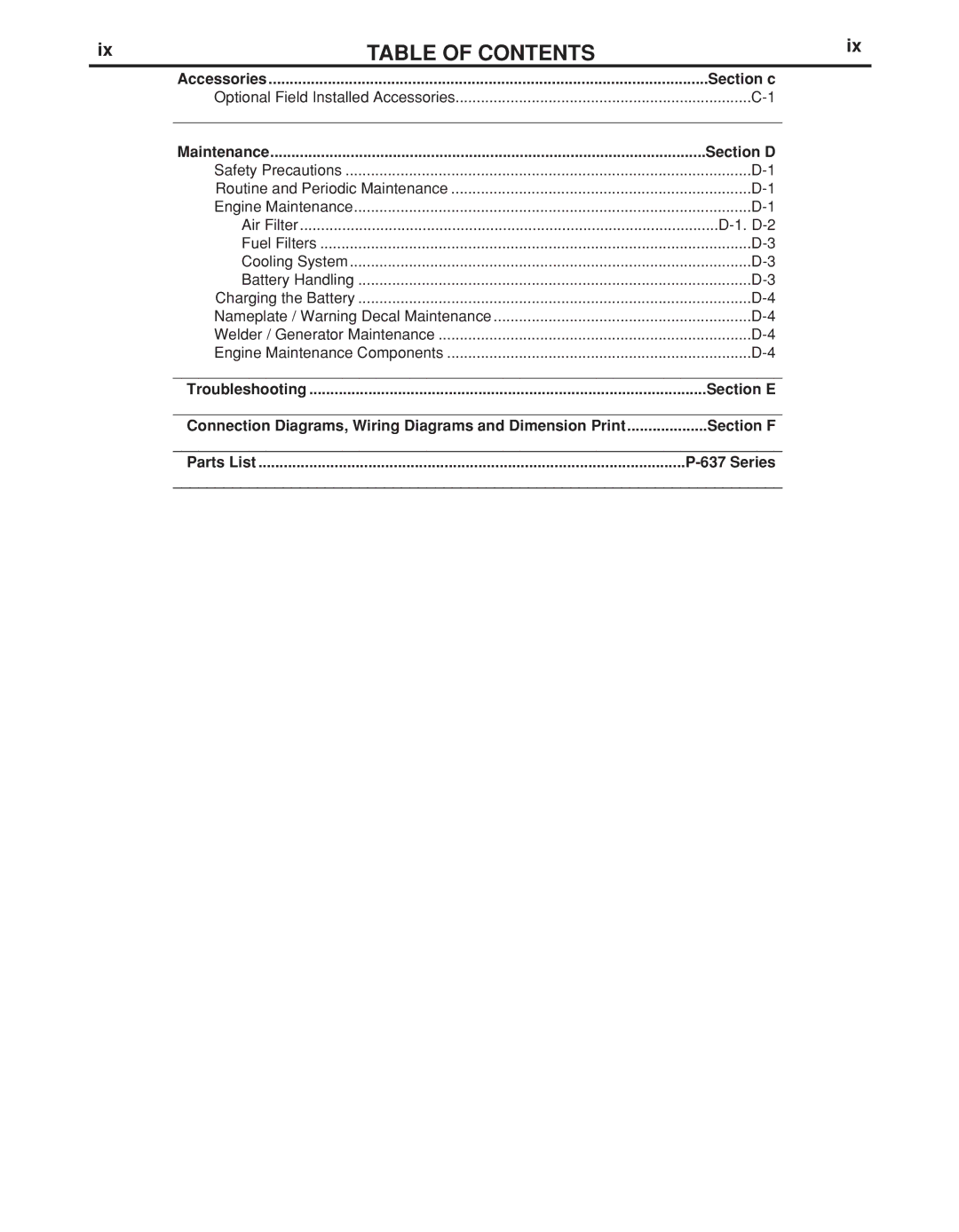 Lincoln Electric IM10041 manual Table of Contents 