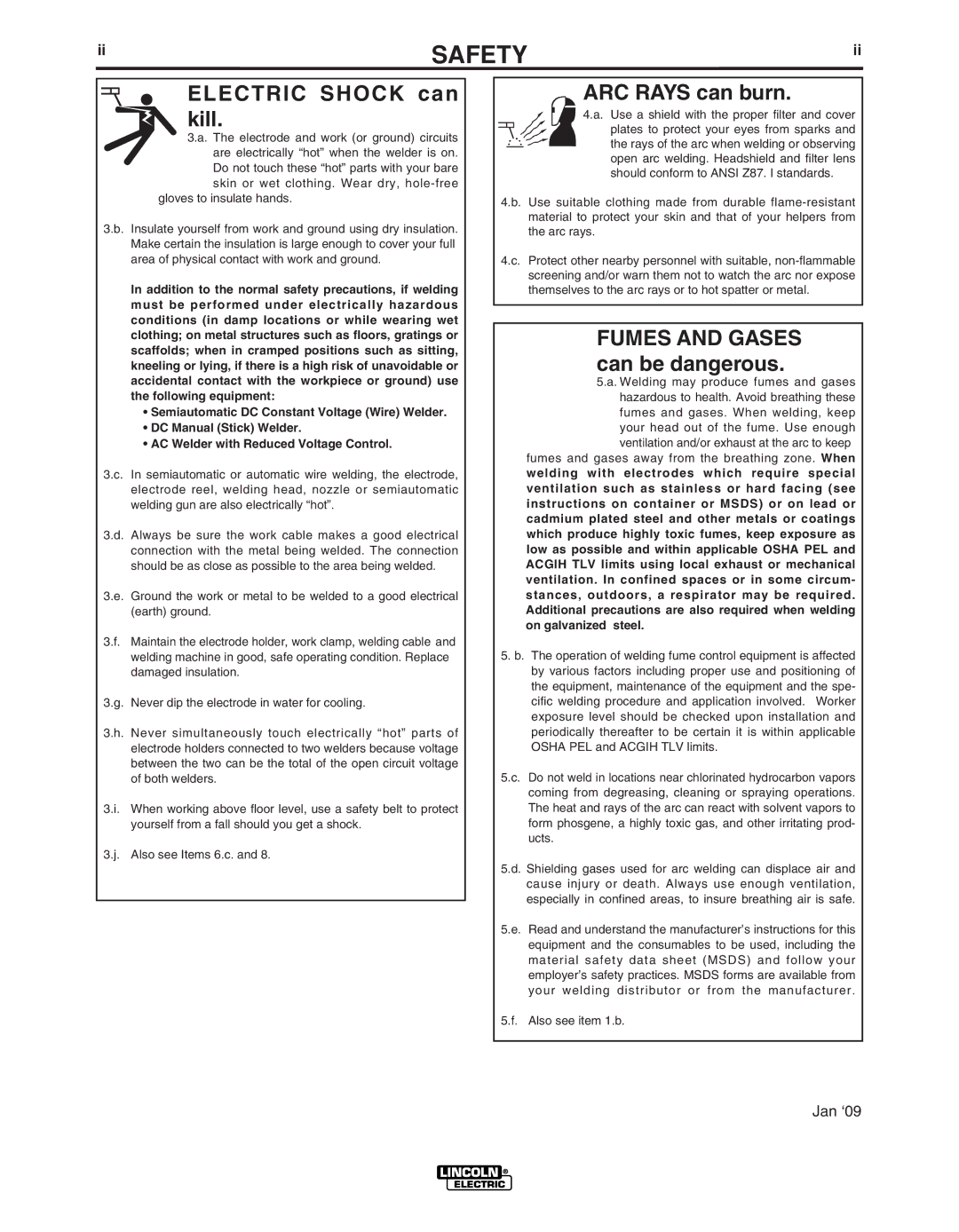 Lincoln Electric IM10041 manual Electric Shock can kill 