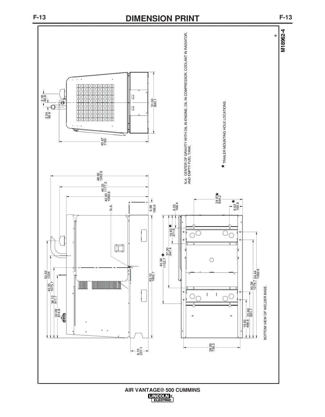 Lincoln Electric IM10041 manual Dimension Print 