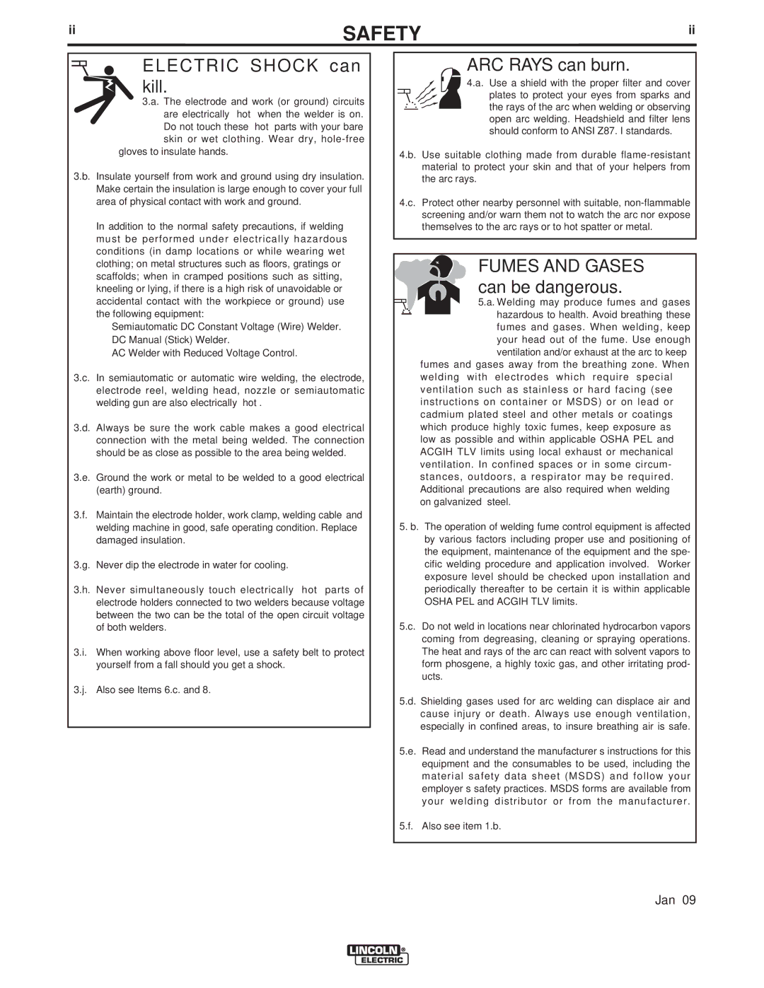 Lincoln Electric IM10044 manual Electric Shock can kill 