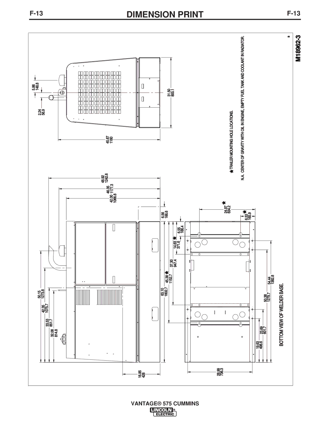 Lincoln Electric IM10044 manual Dimension Print, 736 634 24 .97 