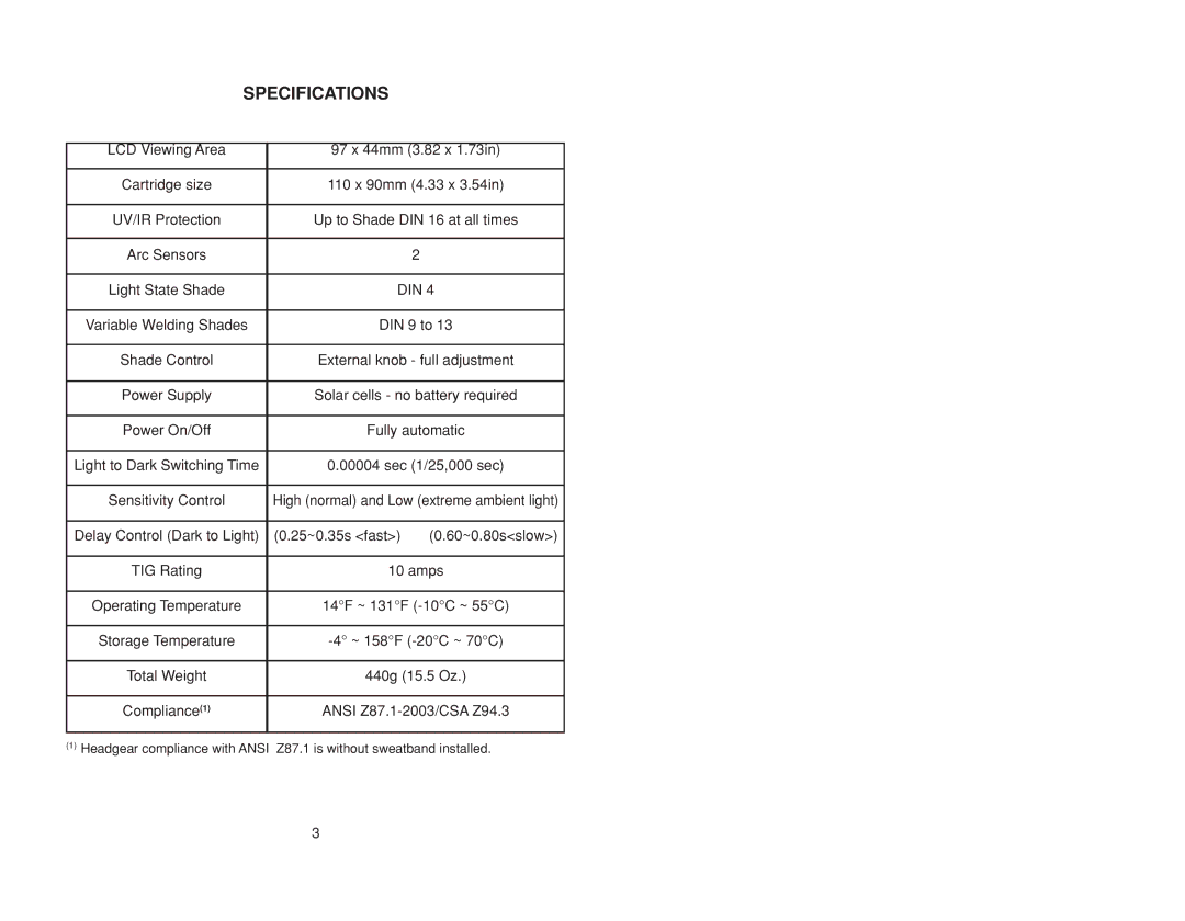 Lincoln Electric IM10055 specifications Specifications, Din 