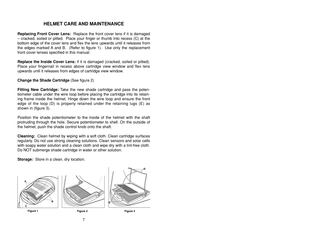 Lincoln Electric IM10055 specifications Helmet Care and Maintenance, Change the Shade Cartridge See figure 