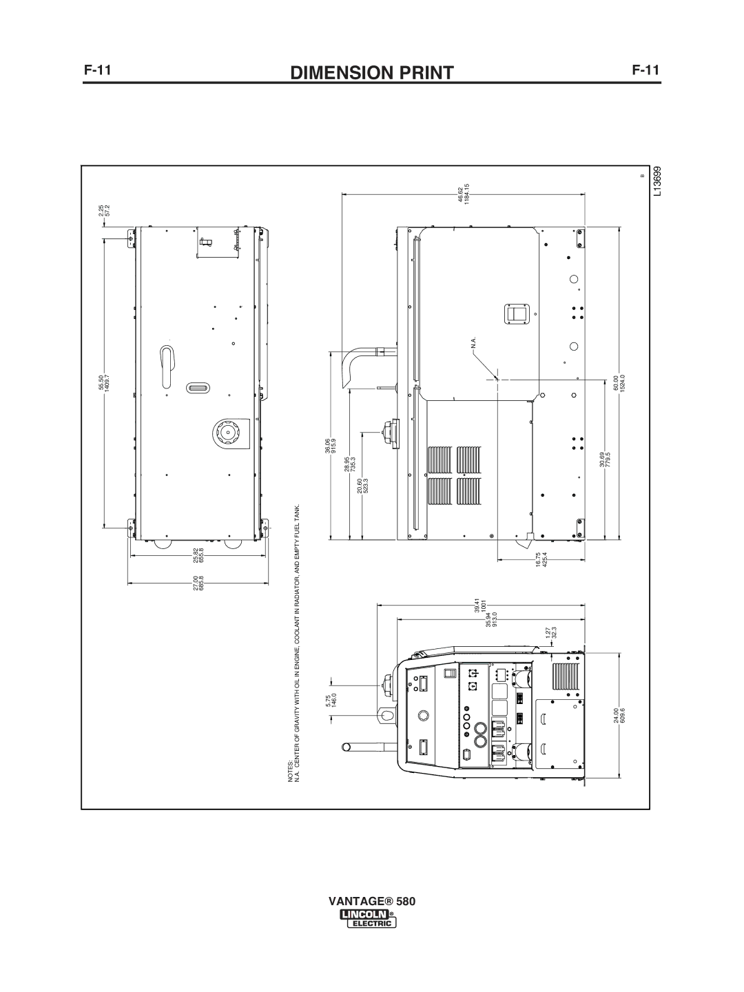 Lincoln Electric IM10064 manual Dimension Print, Vantage 