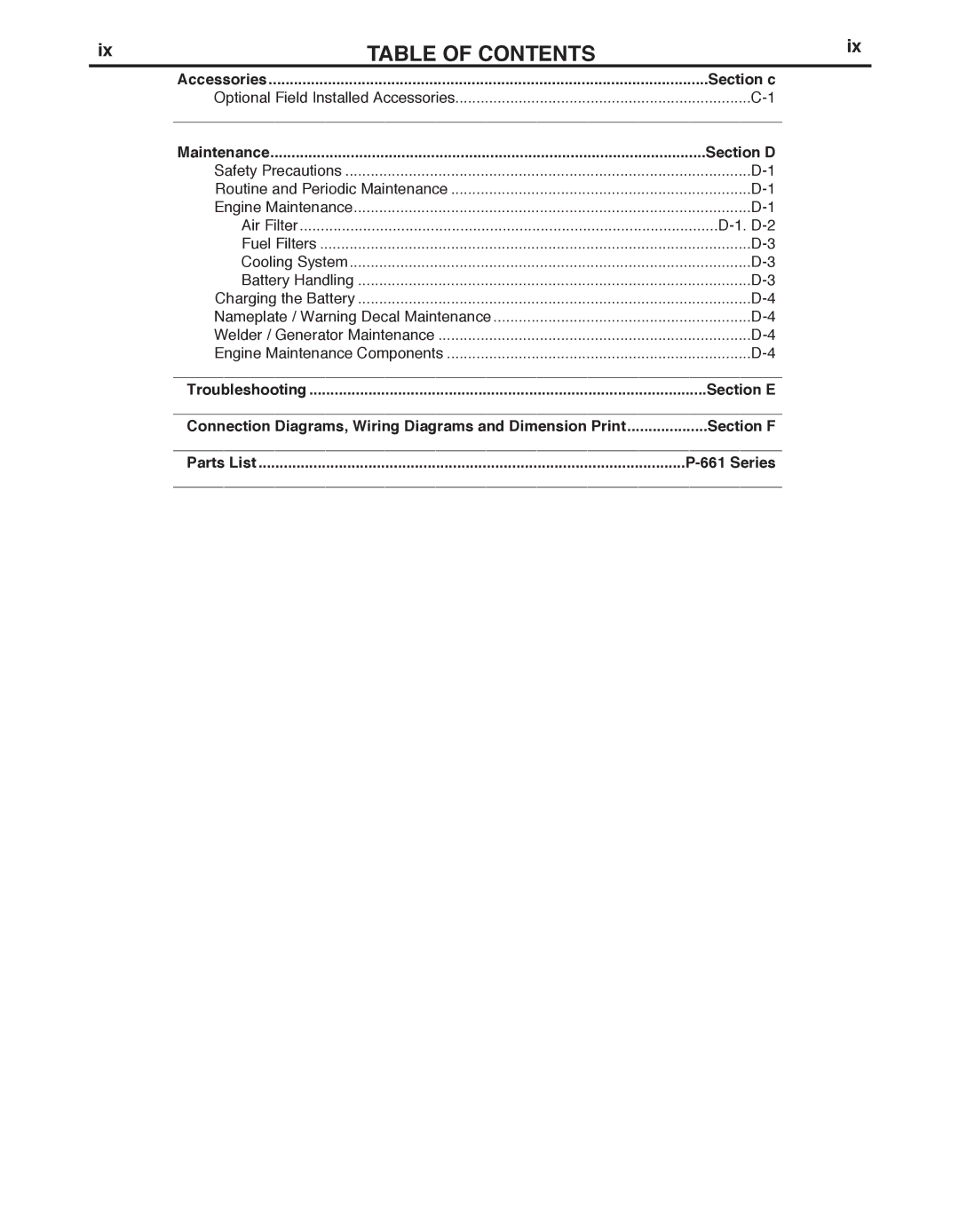 Lincoln Electric IM10066 manual TAbLE of Contents 