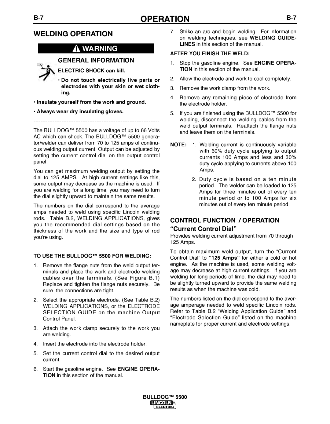 Lincoln Electric IM10074 Welding Operation, Control Function / Operation Current Control Dial, After YOU Finish the Weld 