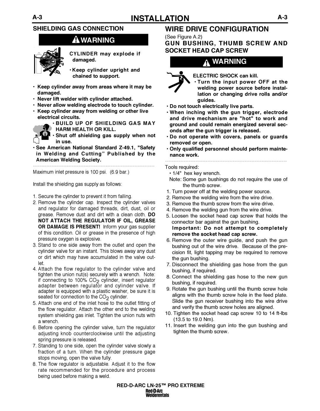 Lincoln Electric IM10078 specifications ShIELDING GAS Connection, GuN buShING, ThuMb Screw and Socket hEAD CAP Screw 