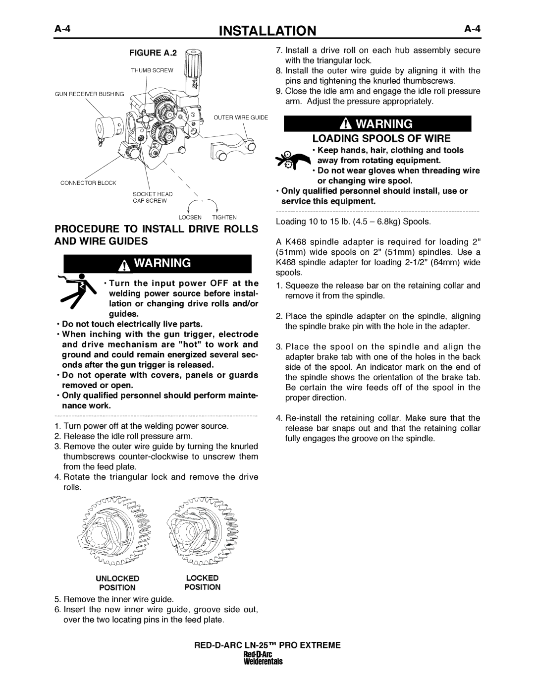 Lincoln Electric IM10078 specifications PROCEDuRE to Install Drive Rolls and Wire GuIDES, Loading Spools of Wire 