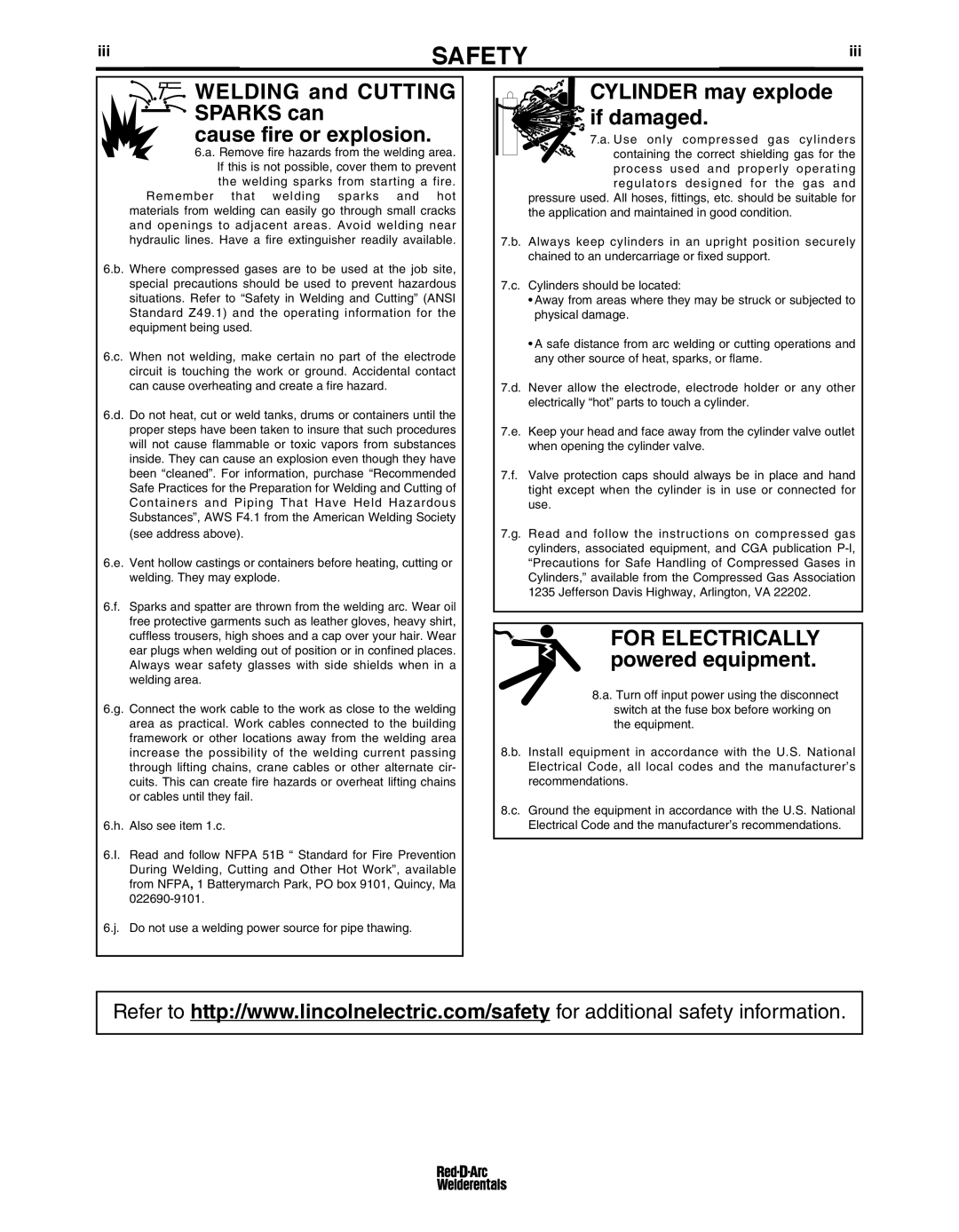 Lincoln Electric IM10078 specifications Welding and Cutting Sparks can Cause fire or explosion 