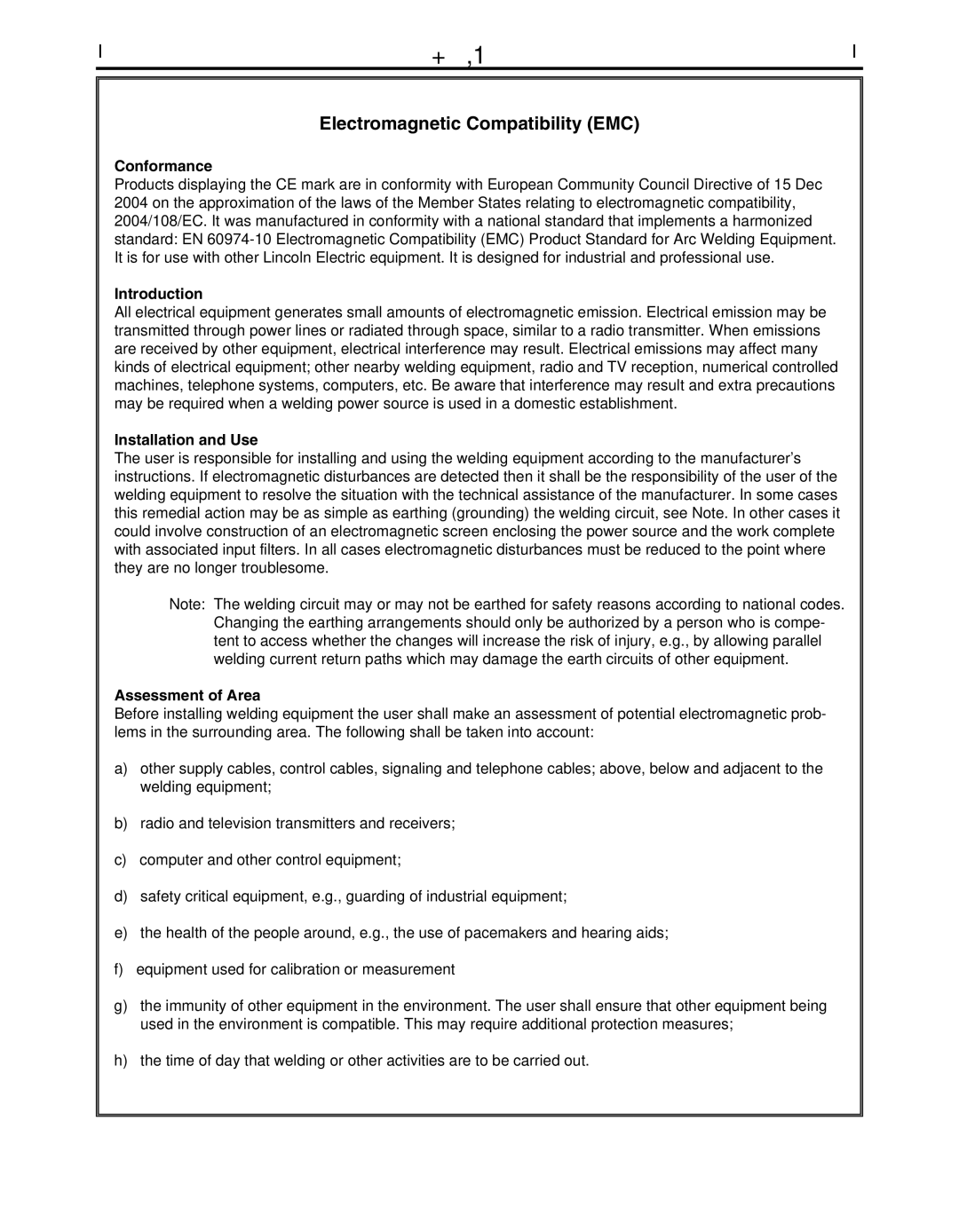 Lincoln Electric IM10078 specifications Electromagnetic Compatibility EMC 