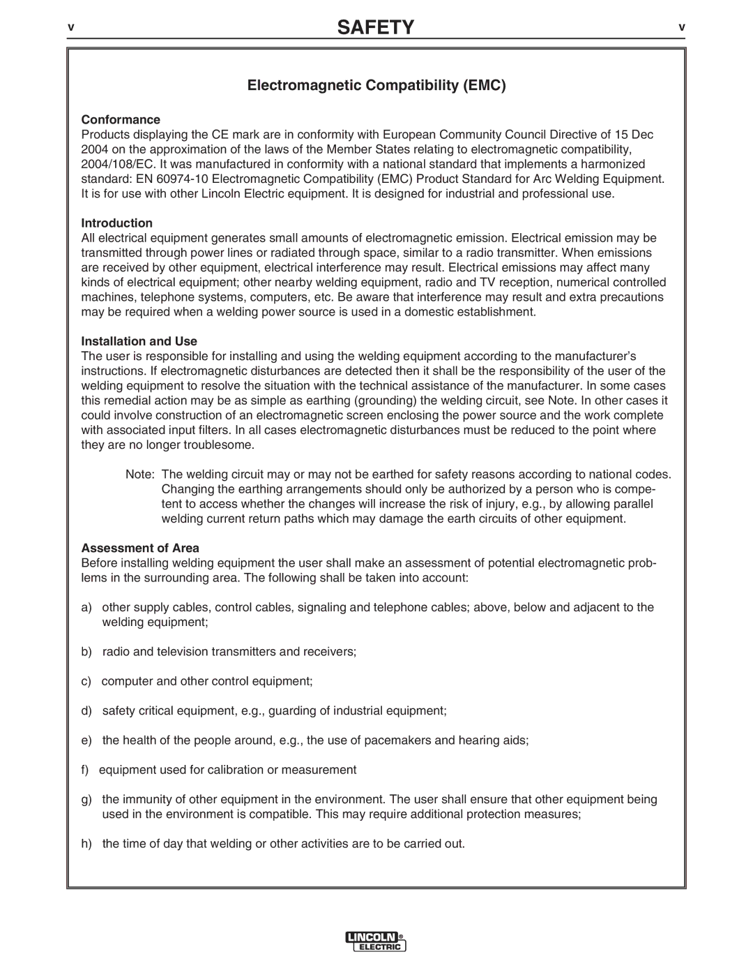 Lincoln Electric IM10084 manual Safety 