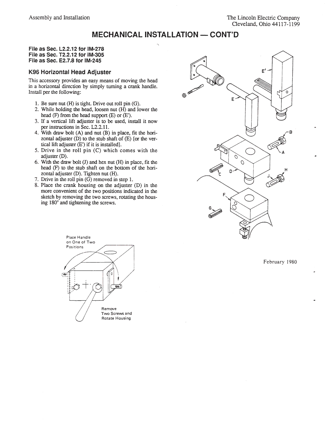 Lincoln Electric IM278-D manual 