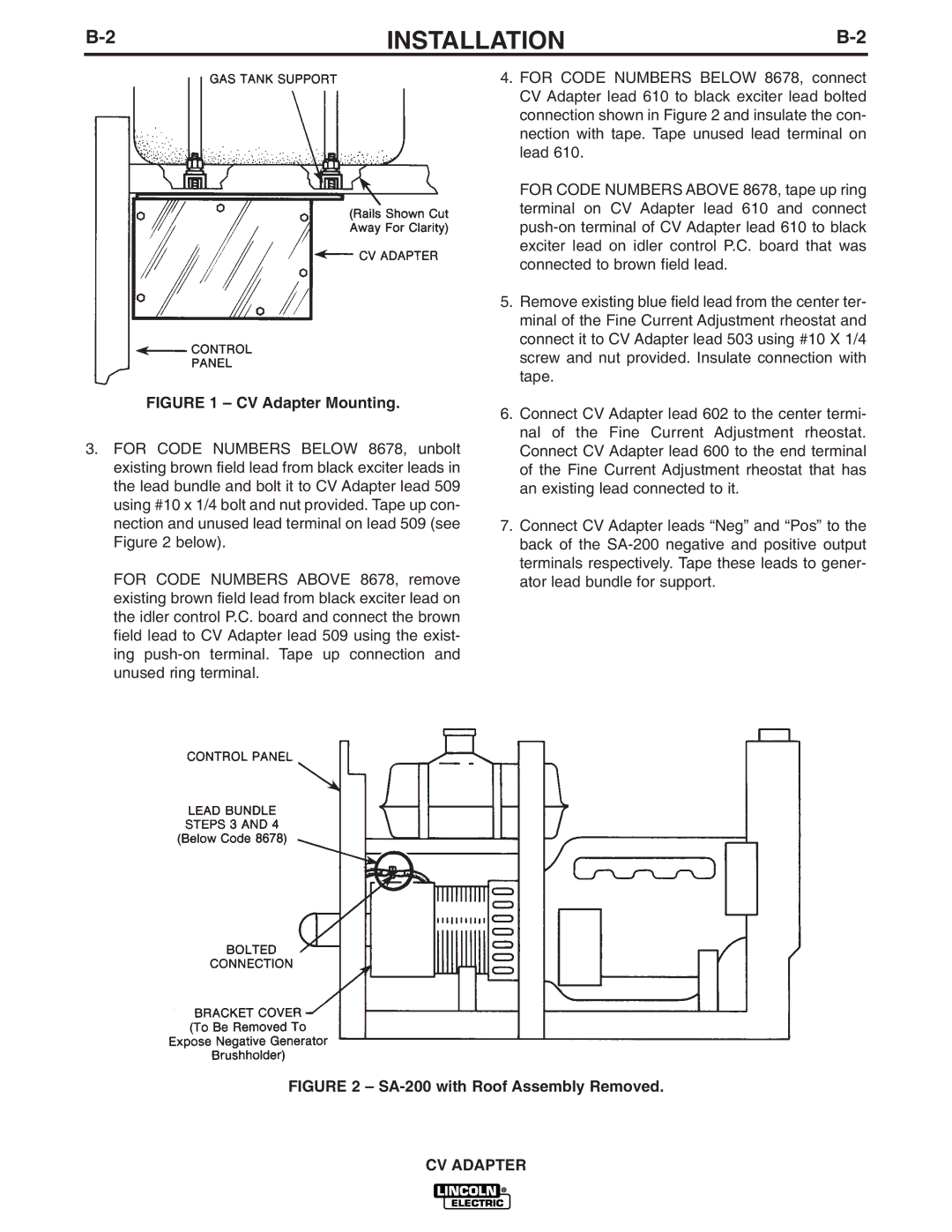 Lincoln Electric IM309-D manual CV Adapter Mounting 