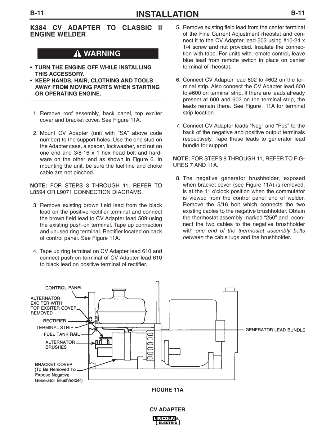 Lincoln Electric IM309-D manual K384 CV Adapter to Classic II Engine Welder 